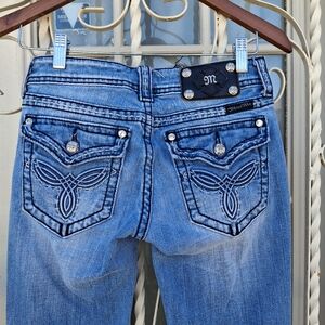 Miss Me Designer Boot Jeans JW5305B2 Blue Distressed Embellished Women Size 27